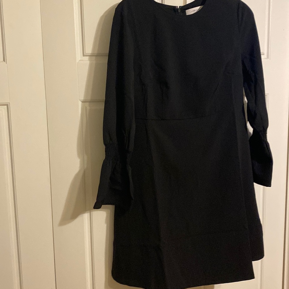 Bell sleeve black empire waist dress